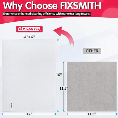 FIXSMITH White Microfiber Cleaning Cloth -Pack of 24, Highly Absorbent Cleaning Rags, 16"X12" All Purpose Cleaning Towels for Housekeeping, Kitchen, Car, Lint Free and Reusable Microfiber Towels