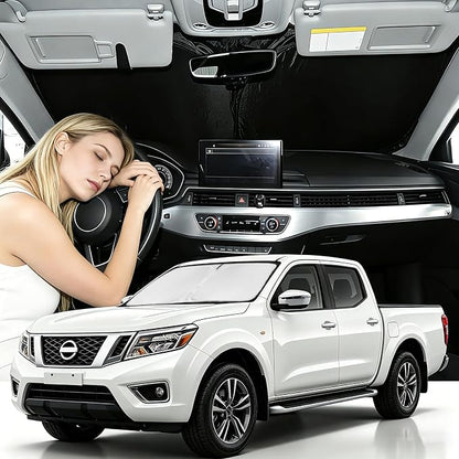 Windshield Sunshade for Nissan Frontier 2005-2021 Sun Shade Car Windshield Accessories Upgrade 4 Layers Blocks UV Rays Custom Fit Frontier 240T Car Window Shades Windshield Keep Cool Foldable