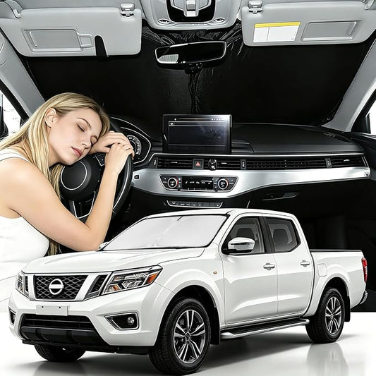 Windshield Sunshade for Nissan Frontier 2005-2021 Sun Shade Car Windshield Accessories Upgrade 4 Layers Blocks UV Rays Custom Fit Frontier 240T Car Window Shades Windshield Keep Cool Foldable