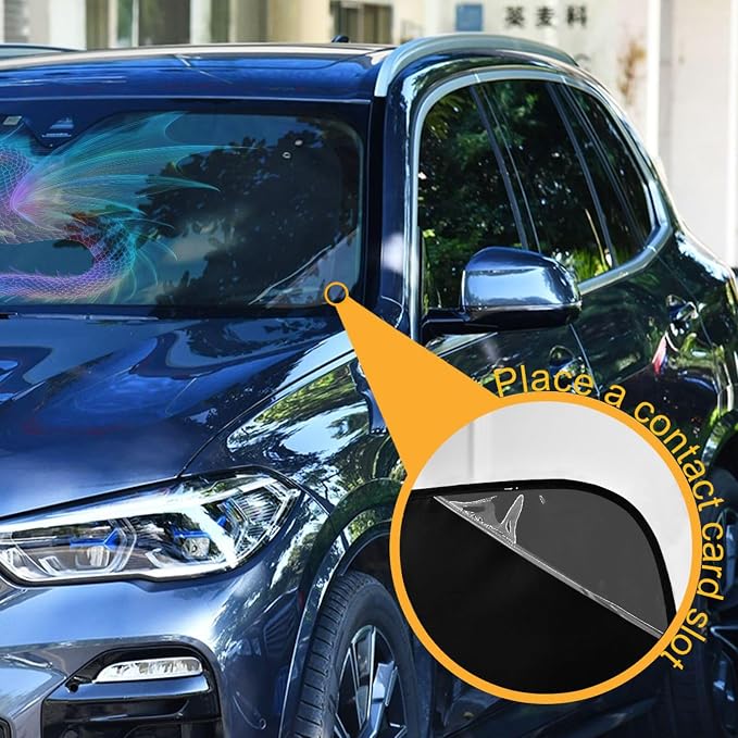 Cars Front Sun Shade Windshield,Foldable Reflective Sun Visor Rainbow Dragon Wings Windshield Sunshade Cover,Blocks UV Ray Sun Protect Interior Keep Cool,55" x 27.6"