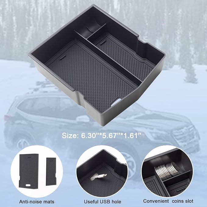 JKCOVER Upgraded Design Center Console Organizer Tray Compatible with Subaru Forester 2024 2023 2022 2021 2020 2019 Interior Armrest Insert Storage Box Easy Removal Accessories