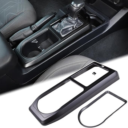 Aunginsy Center Console Gear Shift Panel Cover Cup Holder Trim Kit Compatible with Toyota Tacoma 2016-2023 Car Gear Shifter Cupholder Panel Decorative Frame Protection Ring ABS Interior Accessories
