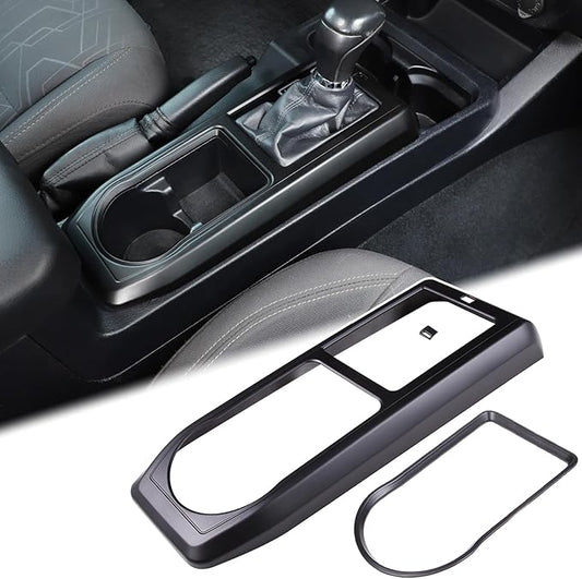 Aunginsy Center Console Gear Shift Panel Cover Cup Holder Trim Kit Compatible with Toyota Tacoma 2016-2023 Car Gear Shifter Cupholder Panel Decorative Frame Protection Ring ABS Interior Accessories