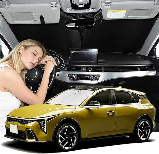 Windshield Sunshade for KIA K4 2025-2026 Sun Shade Car Windshield Upgrade 4 Layers Custom Fit K4 Car Window Shade Front Windshield Sun Visor Block UV Rays Keep Cool Foldable Car Accessories