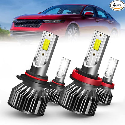 led headlight bulbs, compatible with Honda Accord 2013-2018, 9005/HB3 High Beam + h8/h9/h11 Low Beam, 20000LM Combo, Pack of 4