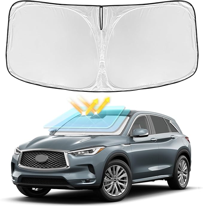 for Infiniti QX50 QX55 2019-2025 2026 Windshield Sun Shade - 4 Layers Car Sunshades for Front Windows Shade Cover Custom Fit QX50 QX55 Sun Visor 250T Retractable Shade Blocks UV Rays Car Accessories
