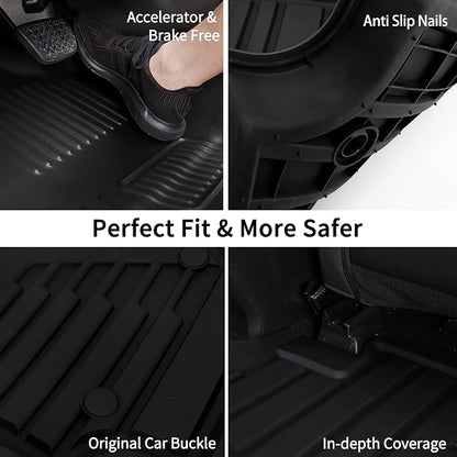 Auxko All Weather Floor Mats Fits for Ford Explorer 2026 2025-2020 7 Seat Full Set TPE Rubber Liners Set All Season Guard Odorless Anti-Slip Floor Mats for 1st & 2nd & 3rd Row