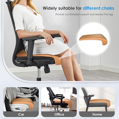 FLORICH Car Seat Extender Leg Extender Support Cushion for Driver Seats Office Chair, Leather Carseat Leg Support for Long Drivers Universal Car Seat Cushion Legs Rest Pads-Beige Brown