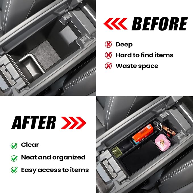 Center Console Organizer Compatible with Nissan Rogue 2021 2022 2023 2024 2025 2026 Armrest Storage Box Insert Tray Interior Secondary Accessories(Armrest Storage Tray)