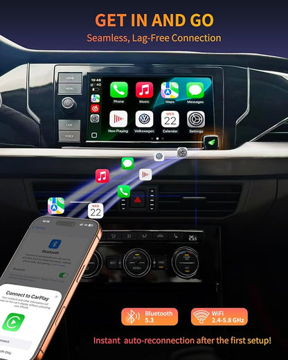 Wireless CarPlay Adapter for iPhone (iOS 10+) & Android Auto Converter (Android 11+), Plug & Play Dongle for Cars 2016+, Wired to Wireless