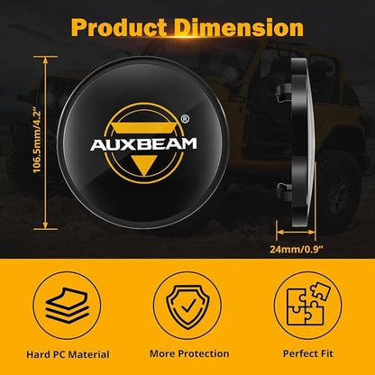 Auxbeam C4 Series 4 Inch Light Covers, 2PCS LED Round Black Plastic Protective Light Covers, Snap-On Design Waterproof and Scratch-Resistant Covers, Pack of 2
