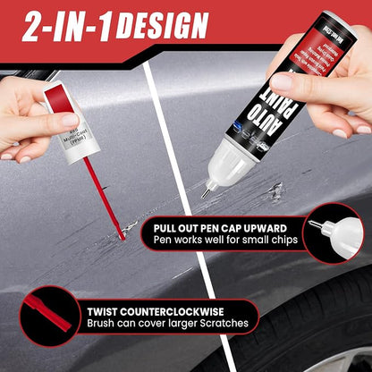 Touch Up Paint for Cars (Quicksilver PN00), Compatible with Tesla Model Y/3, 0.4 fl oz Color Accurate 2-in-1 Car Paint Scratch Repair Pen, Seamless Match, Easy to Use, Long-Lasting