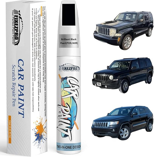 Brilliant Black Pearl(PXR/AXR) Touch Up Paint for Jeep, Car Paint Scratch Repair Remover Pen Color Exact Match, Quick and Easy Fix Automotive Chips and Nicks Scuff