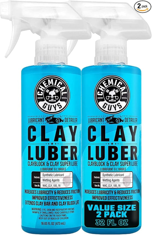 Chemical Guys Luber Synthetic Lubricant and Detailer 2 Pack (2 x 16 Fl. Oz.) - Clay Bar Lubricant and Quick Detailer for Smooth, Glossy Finish (WAC_Cly_100_1602)