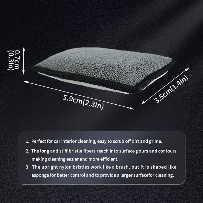 Car Interior Scrubbing Sponge, Microfiber Car Wax Applicator Scrubber Pad, Car Detailing Microfiber Interior Scrub Pad,Washing Sponges for Car, Boat, Wood, Marble and Motorcycle - 6pcs (gray)