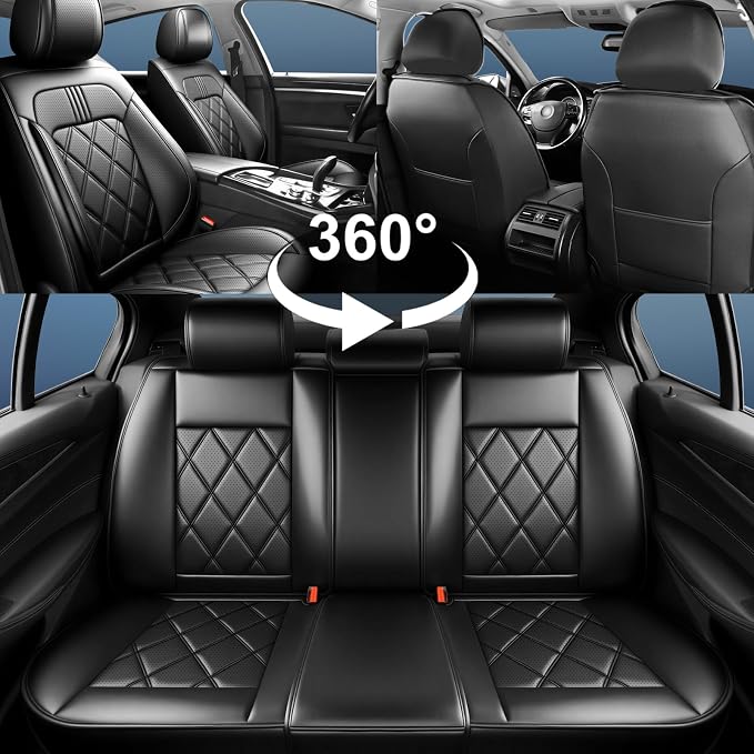 Equinox Car Seat Covers Fit for Chevrolet/Chevy Equinox 2011-2026, Full Coverage Leather Waterproof Breathable Seat Covers, Automotive Seat Protectors, Airbag Compatible, (5 Seats, Black)