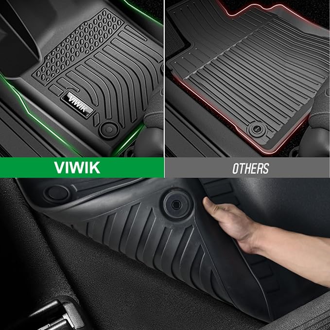 VIWIK Floor Mats for Toyota Tacoma 2018-2024 Double Cab Only Auto, TPE Rubber Car Mats All Weather Protection Custom Floor Liners for Toyota Tacoma Double Cab 1st and 2nd Row Non-Slip Odorless