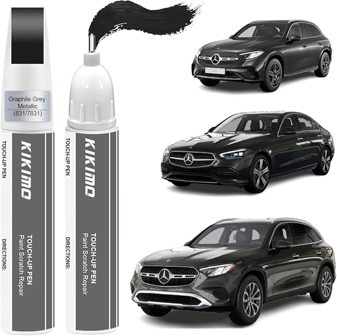 KIKIMO for Mercedes-Benz Touch Up Paint(Graphite Grey Metallic(831/7831)), Car Paint Repair Kit for Mercedes-Benz, 2 In 1 Scratches Repair with Pen Tip and Brush, Color-Matched for Quick & Easy Fix