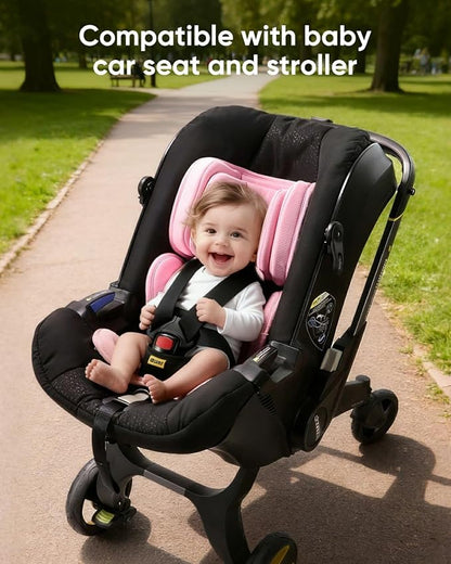 TinlyFinly Infant Insert Compatible with Doona, Graco, Britax, Chicco, Evenflo Car Seat, Adjustable Baby Head Body Support Cushion for Newborn to Toddler, Fits Infant Car Seat and Stroller (Pink)
