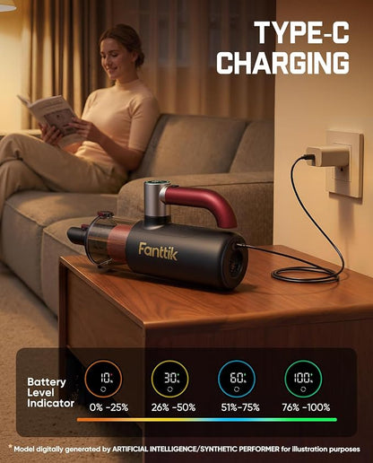 Fanttik Cruise V11 APEX Handheld Vacuum Cordless, 4-in-1 Vacuum Cleaner for Pet, AxLoop 180° Rotatable Handle, LED Touch Screen, 3 Suction Modes for Home Corners, Couches, Crevices