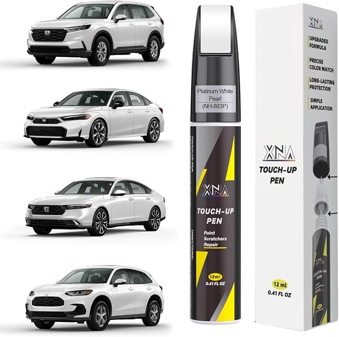 XNA Platinum White Pearl(NH-883P) for Honda Touch Up Paint, Car Scratch Remover for Nicks and Chips Repair, 2-In-1 Quick & Easy Fix Car Scratch Repair Kit with Exact Color-Matched