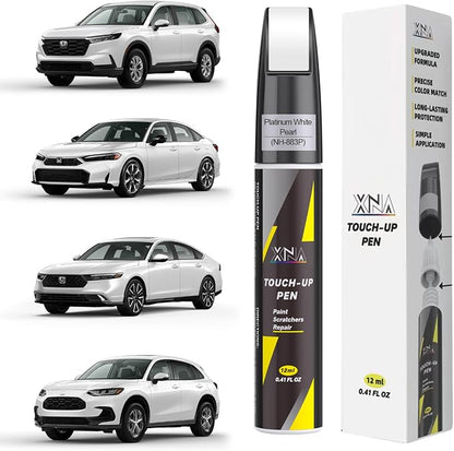XNA Platinum White Pearl(NH-883P) for Honda Touch Up Paint, Car Scratch Remover for Nicks and Chips Repair, 2-In-1 Quick & Easy Fix Car Scratch Repair Kit with Exact Color-Matched