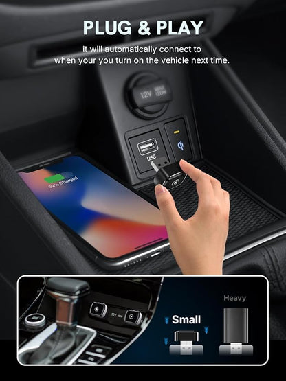 Wireless CarPlay Adapter for Apple iPhone， Mini car Play Android Auto Adapter，Converts Wired to Wireless CarPlay ， Multi-User Plug & Play Dongle No Latency，for iOS 10+&Android 11 (Black)