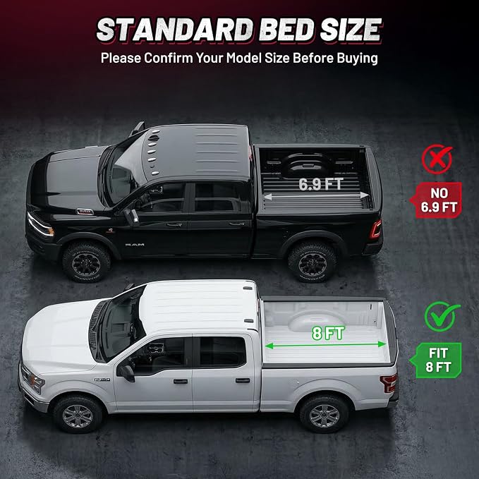 BDFHYK Hard Tri-Fold Tonneau Cover Fits Chevy Silverado GMC Sierra 2500HD 3500HD 2010-2026 8 FT Bed, Also Fits 1500 Regular Cab 8 FT Bed, Waterproof with Anti-Theft Lock for Camping & Work Trucks