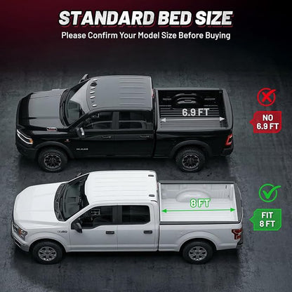 BDFHYK Hard Tri-Fold Tonneau Cover Fits Chevy Silverado GMC Sierra 2500HD 3500HD 2010-2026 8 FT Bed, Also Fits 1500 Regular Cab 8 FT Bed, Waterproof with Anti-Theft Lock for Camping & Work Trucks