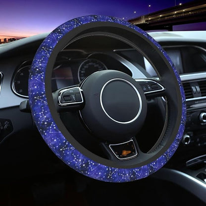 Galaxy Starry Sky Steering Wheel Covers Non Slip Neoprene Universal 15 Inch Steering Wheel Protector Car Cover for Men Women