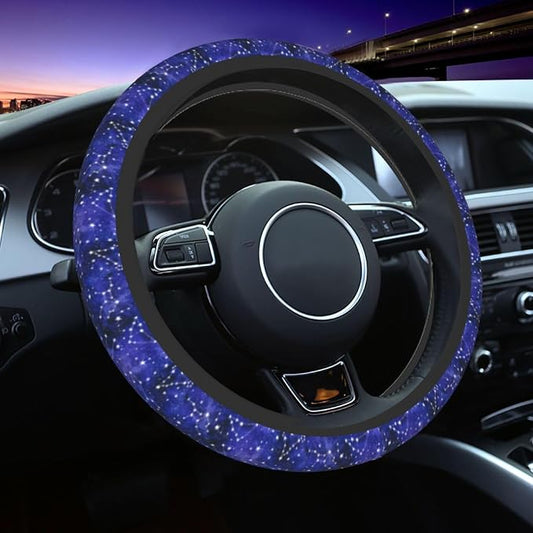 Galaxy Starry Sky Steering Wheel Covers Non Slip Neoprene Universal 15 Inch Steering Wheel Protector Car Cover for Men Women