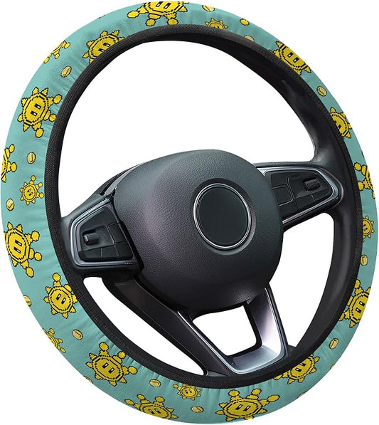 GENANY Retro Game Steering Wheel Cover, Non Slip Polyester Car Wheel Protector for Car SUV Truck, Universal 15 Inch