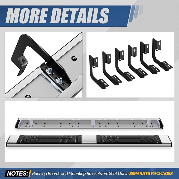 Auto Dynasty Running Boards Compatible with 2004-2014 Ford F-150 Standard Cab, Stainless Steel Side Step Rail Nerf Bars, 6.5" x 69" Step Bars, Polished Chrome