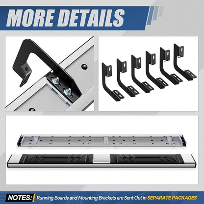 Auto Dynasty Running Boards Compatible with 2004-2014 Ford F-150 Standard Cab, Stainless Steel Side Step Rail Nerf Bars, 6.5" x 69" Step Bars, Polished Chrome