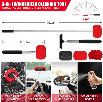 40Pcs Car Wash Cleaning Kit with Foam Gun Sprayer Detailing Brushes Wash Mop Windshield Cleaning Tool Tire Brush Towels Complete Interior Exterior Detailing Set for Car
