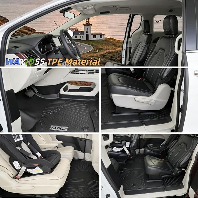 Floor Mats for 2017-2025 2026 Chrysler Pacifica(Hybrid Models), Fit 7 and 8 Passenger Model with Cargo Liners,TPE All Weather Protection Car Full Set Mats,for Pacifica 2017-2026 car Accessories