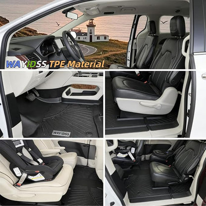 Floor Mats for 2017-2025 2026 Chrysler Pacifica(Hybrid Models), Fit 7 and 8 Passenger Model with Cargo Liners,TPE All Weather Protection Car Full Set Mats,for Pacifica 2017-2026 car Accessories