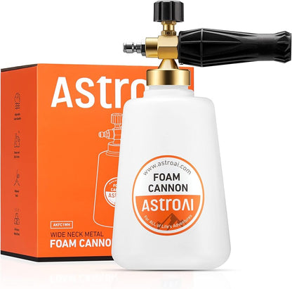 AstroAI Foam Cannon, Heavy Duty Car Foam Sprayer, Wide Metal Neck, Adjustable Thick Snow Foam Lance for Pressure Washer with 1/4" Quick Connector, Ideal for Various Cleaning Tasks, 1.5L Bottle