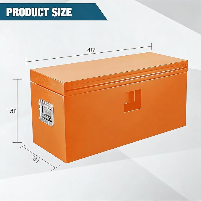 IDEALHOUSE Truck Bed Tool Box and Trailer Tongue Box - 30" Black Steel Storage Chest for Pickup Trucks, RVs, Trailers, Vans, 48"x 15"x 15"