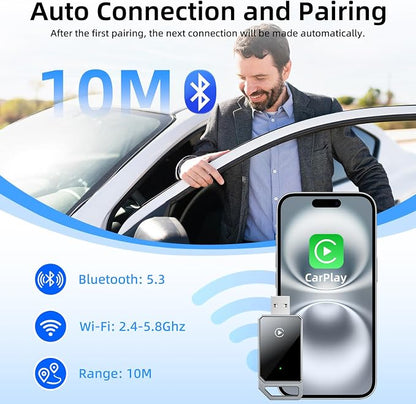 Wireless Carplay Adapter for iPhone Apple, 2026 Mini CarPlay Dongle, Plug & Play, No Delay, Convert Wired to Wireless Bluetooth Apple Carplay, with USB&USB-C, for iOS 10+ and 2016+ Cars,black1