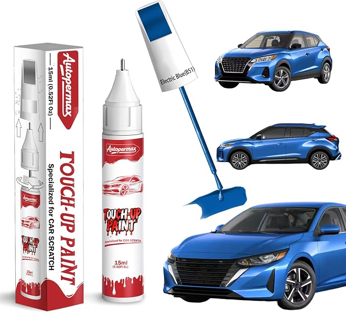B51 Electric Blue Car Touch Up Paint for Nissan, Color Accurate Two-In-One Car Paint Scratch Repair Pen, Professional Scratch Remover for Vehicles Chips and Nicks Scuff
