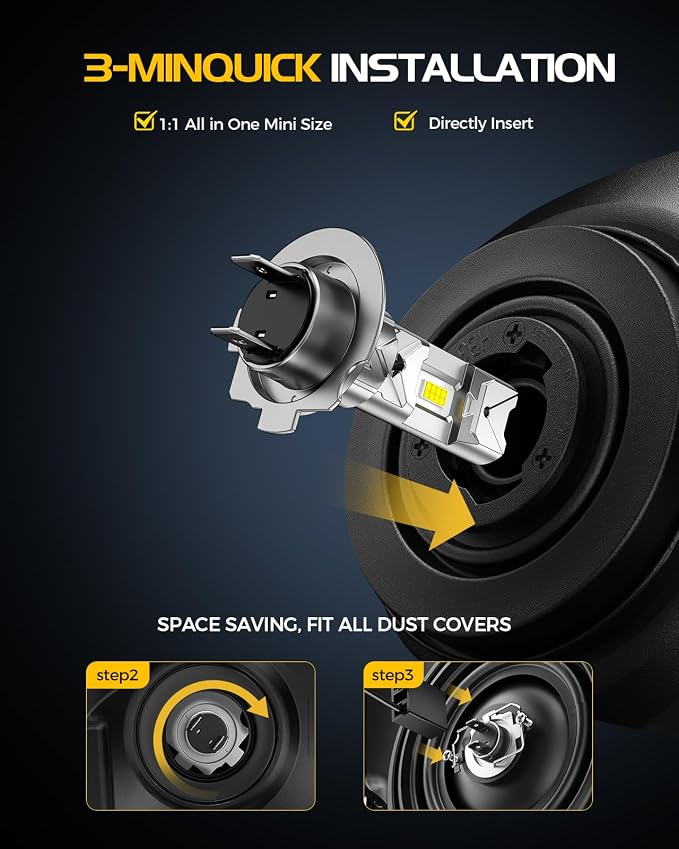 H7 LED Light Bulbs 60000LM 6500K Cool White, IP68 Waterproof Drl for Fusion Elantra Soul Traverse Sorento Sonata and more