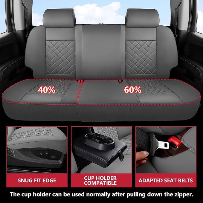 BABYBLU Chevy Silverado Seat Covers Full Set,Truck Seat Covers for Silverado GMC Sierra,Custom Fit 2007-2023 2024 2025 1500/2500HD/3500HD(Grey, Full Set)