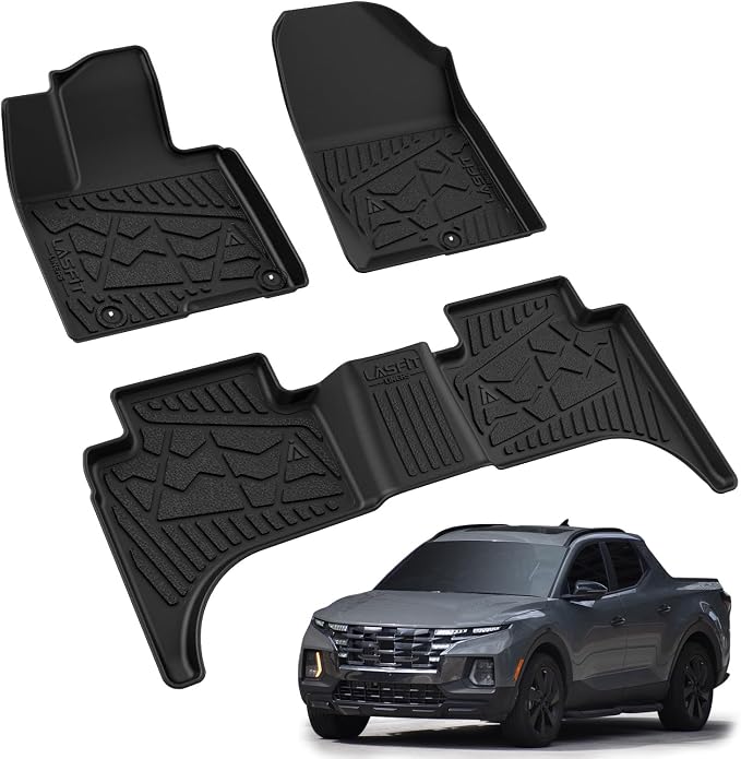 LASFIT Floor Mats for Hyundai Santa Cruz 2026 2025 2024 2023 2022, Custom Fit TPE All Weather Floor Liners 1st & 2nd Row Car Mats Accessories for Hyundai Santa Cruz 2022-2026, Black