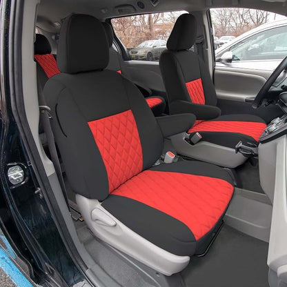 FH Group Custom Fit Car Seat Covers Specifically Made for 2011-2020 Toyota Sienna 7-8 Seater with Ultraflex Neoprene Water Resistant Automotive Seat Covers - Front Set Red