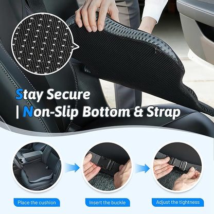 Wedge Car Seat Cushion for Better Visibility & Sciatica Pain Relief - High Density Memory Foam, Non-Slip Ergonomic Car Seat Cushion for Driving, Universal Fit for Car, SUV,Truck & Tractor
