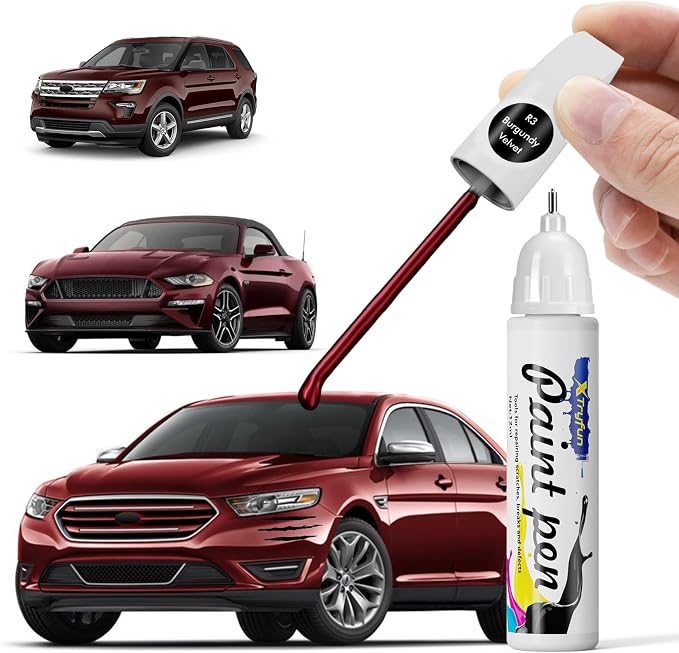 R3 Burgundy Velvet Touch Up Paint Compatible with Ford, DIY Car Paint Scratch Repair, Automotive Paints, Quick & Easy Fix Scratch Repair for Mustang/Explorer/Taurus/Expedition/Edge/Flex/Fusion