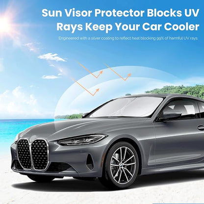 for BMW 4 Series Windshield Sun Shade Sunshade Fit for 2021-2024 2025 BMW 4-Series 2DR Coupe Convertible Sun Visor for M4, 428i 430i 435i 440i Base Sport Front Window Shield Accessories