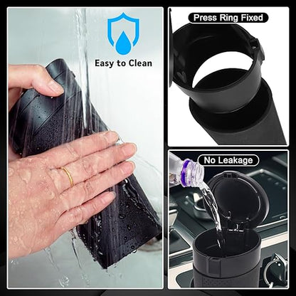 Car Trash Can Bin with Lid - 2 Packs Mini Car Garbage Can Cup Holder-Black Small Leakproof Vehicle Trash Garbage Can Bin-Automotive Car Organizers and Storage for Back Seat SUV Truck Accessories