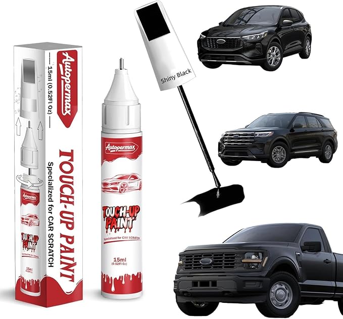 Black Touch Up Paint for Cars, Exact Color Match Car Paint Scratch Repair, Quick & Easy Fix Chips and Nicks Scuff(Shiny Black)